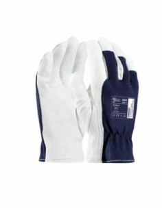Mănuși de lucru din piele și textil Pony ARDON A1093, piele de oaie, bleumarin/gri