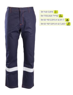 Pantaloni de protecție antistatici și ignifugi PROFFLAM AOSP cu benzi reflectorizante