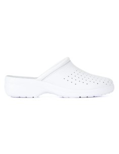 Saboți Doina Goldenfit din piele naturală albă